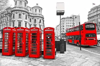 

Custom Canvas Wall Decals Black And White Big Ben Poster London Wallpaper London Red Bus Wall Stickers Telephone Boot Mural #260