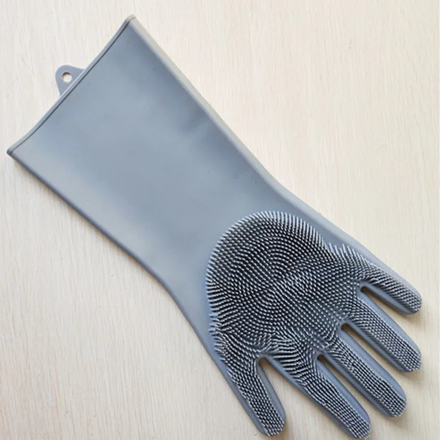 1 пара многофункциональных перчаток для мытья посуды, силиконовые бытовые перчатки, толстые Нескользящие медицинские перчатки, инструменты для уборки дома и кухни - Цвет: gray
