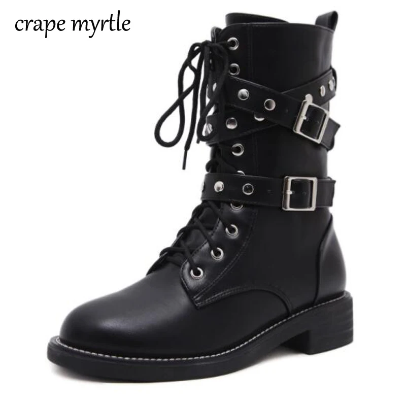 ladies lace up flat boots