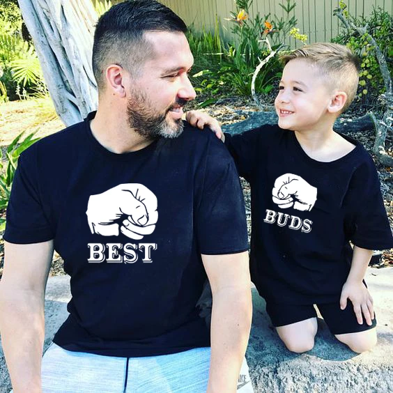 1pcs Best Buds Father and Son Matching Family Clothes Child Tees Letter Print Tops Summer Short