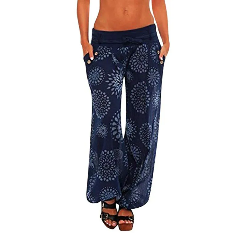 Harem Pants Women's Girls Plus Size Many Patterns Floral Pattern Long Sports Fitness Casual Trousers Bloomers Beach Yoga Pant (11)