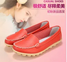 Spring Summer font b Women b font Flat Shoes Genuine Leather Mother Shoes Soft Leisure Sapatos