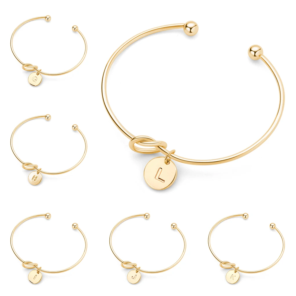 

Hot Sale Women Girls Adjustable Cuff Opening Bracelet Alphabet Disc Bangle Wristband Lady Female Jewelry