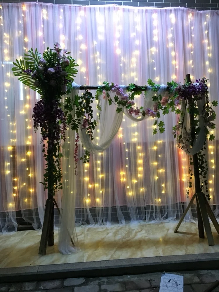2 слоя 3 м X 3 м красочные свадебные фон занавес события вечерние арки Декор на свадьбу для заднего плана сцены шелк Пелерина декор для сцены