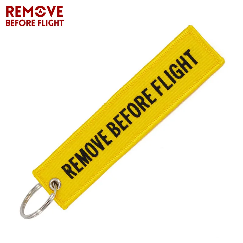 Remove Before Flight Key Fob llaveros Important Things Tag Yellow Embroidery OEM Key Chian Jewelry Aviation Gifts llavero mujer (3)