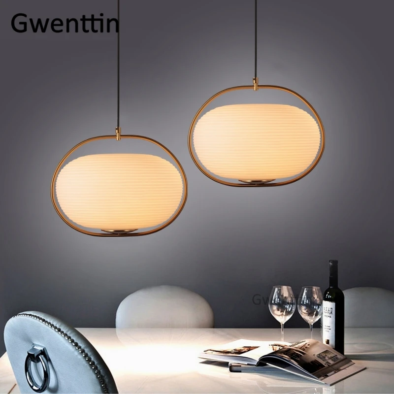 

Modern Glass Gold Ring Pendant Lights Led Loft Industrial Hanging Lamp for Dining Room Bedroom Kitchen Light Fixtures Home Decor
