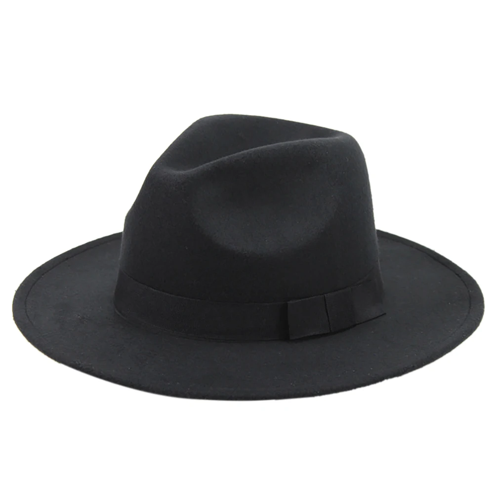 5 Colors Wool Fedora Panama Hat Men Women Winter Wide Brim Felt Church Jazz Cap Ribbon Elegant Trilby Hats Black Red Vintage Hot |