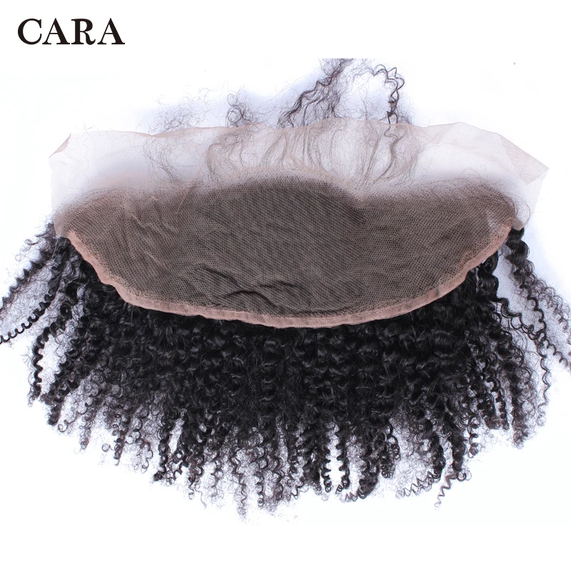 

Afro Kinky Curly Hair Lace Frontal Closure Brazilian Hair Pre Plucked Hairline With Baby Hair Free Part 13x4 Non-Remy CARA Hair