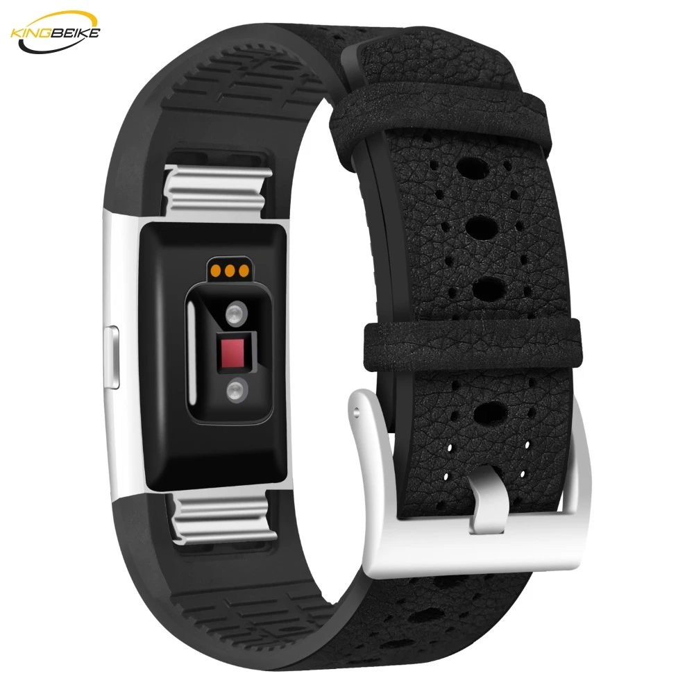 

KINGBEIKE New Design Colorful TPU+Genuine Leather WatchBands For Fitbit Charge 2 Watch Band Replacement Smart Watch Strap