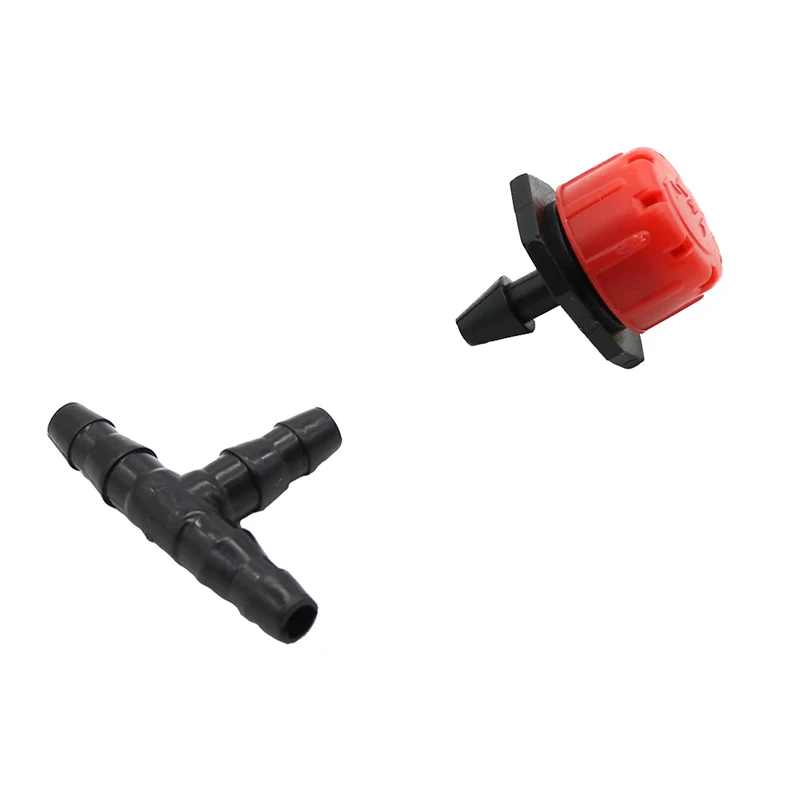 

8 Holes Adjustable Dripper with Barb Tee Garden Sprinkler Irrigation Drip Watering Emitter for 1/4 inch Hose 50 Sets