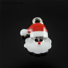 GraceAngie 10 PCS Crianças Favores Jóias Natal Papai Noel Estilo DIY Encantos Do Esmalte Prata Pingente de Decoração Feitos À Mão Artesanato(China)