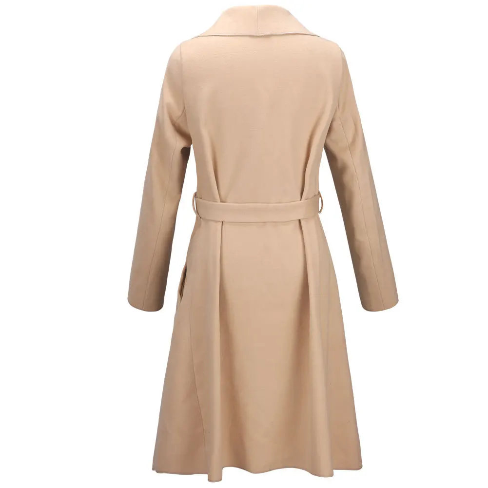 Féminin rouge De Manteaux Mince À D'hiver Mode Et kaki Poches En Solide Décontracté Veste Long Laine Noir Manteau Mélange RgqcZp