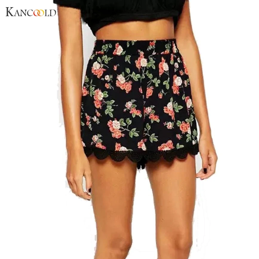 

New Floral Shorts Women Floral Printing High Waist Lace Shorts Summer Casual Short Pants GBYu29