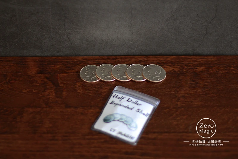 

1 PCS/Magic Toys Half dollar Expanded shell Dollars COINS,real coins,4 coins+1shell, Magic Tricks,Wholesale