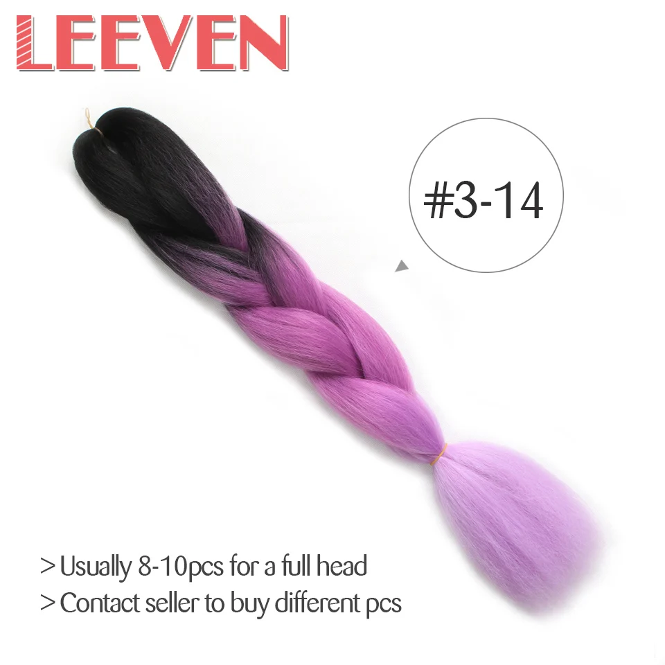 Leeven, огромные косички, Омбре, синтетические косички для наращивания волос, вязанные крючком, выразительные, черные, розовые, фиолетовые волокна, 24 дюйма, 1 шт./лот - Цвет: T1B/27
