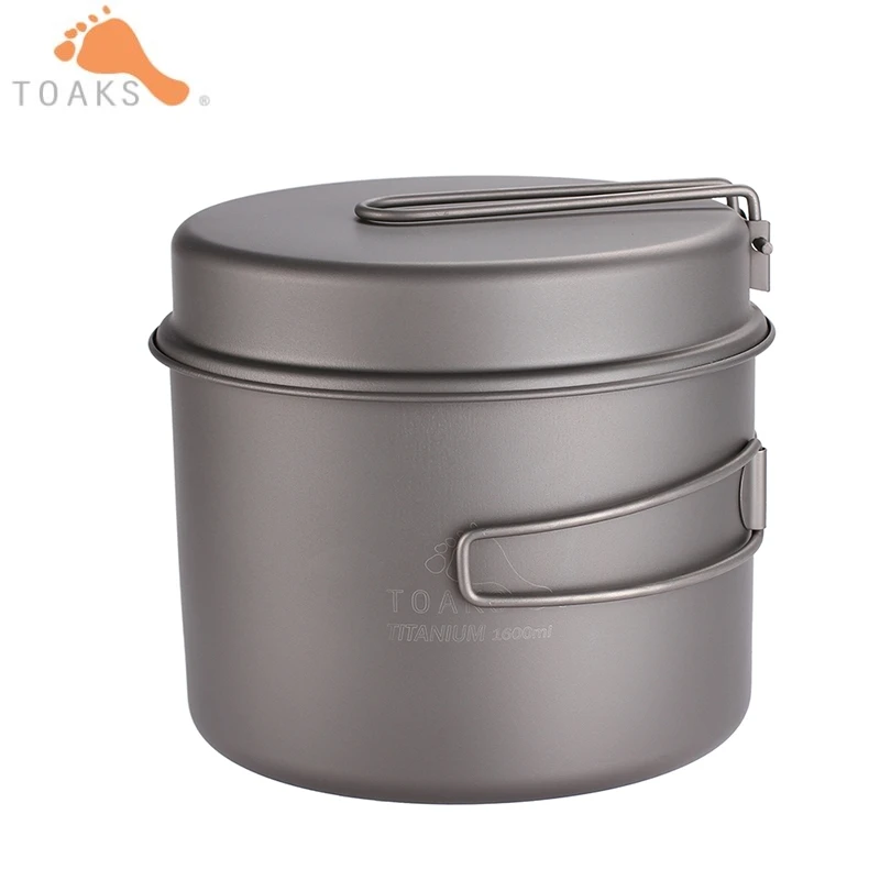 

TOAKS 1600ml Cookware Set Ultralight Titanium Pot & Frying Pan Outdoor Camping Titanium Picnic Tableware Bacteriostatic CKW-1600