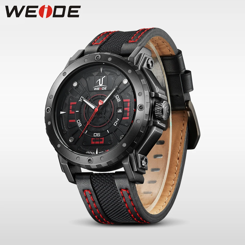 

WEIDE luxury brand leather strap watch band quartz electronics auto date calendar mens watches sports clock relogio masculino