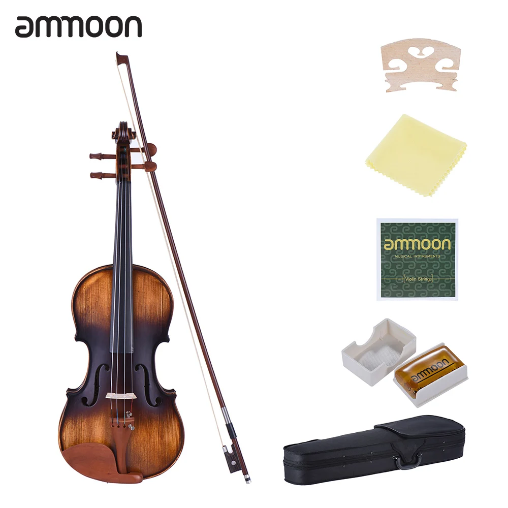 Ammoon 3/4 4/4 полноразмерная Скрипка матово антикварная ель Топ Jujube деревянные части