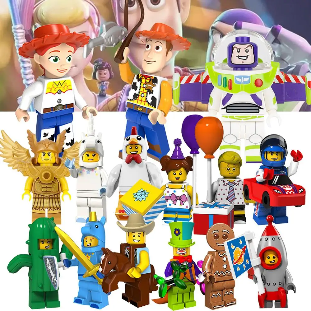 

Legoingly Toy Story Buzz Lightyear Sausage person Banana man dinosaur shark man model Building Blocks toy figures for Child gift