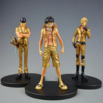 

Anime One Piece DXF GOLD Luffy Roronoa Zoro Vinsmoke Sanji Display Model Collection Jouet Japanese Cartoon One Piece Doll Gift