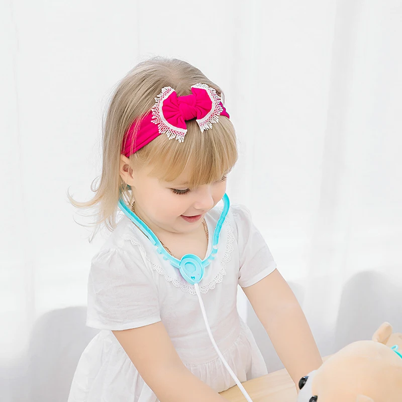 

Kids Bowknot Lace Stretch Solid Hairband Skin-friendly Soft Not Easily Deformed Hair Accessories for Baby Girls Hair Band