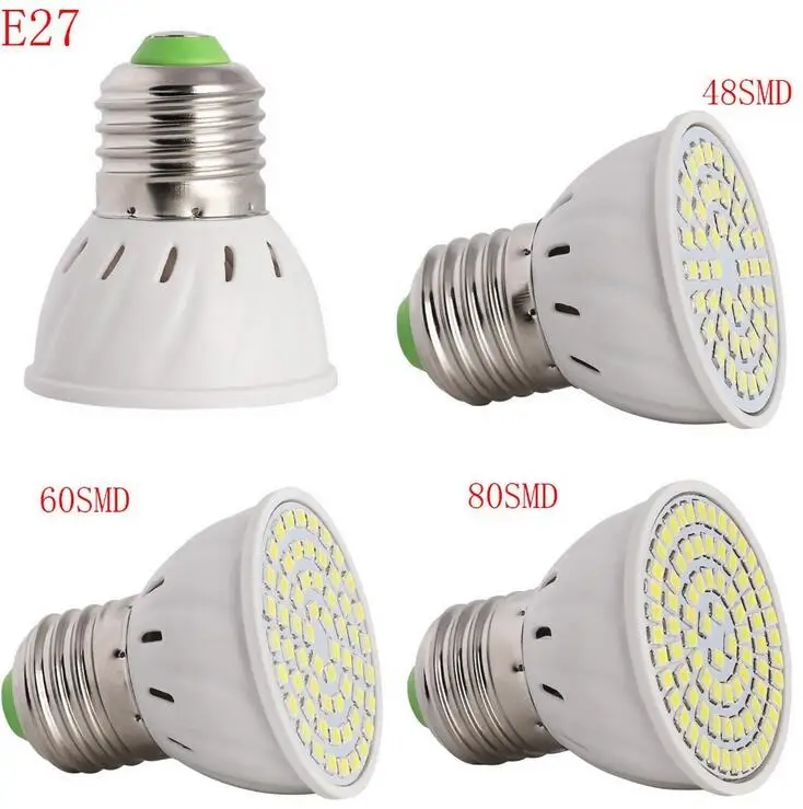 GU10 LED E27 Лампа E14 48 60 80 светодиодов lampara 220V GU 10 bombillas led MR16 gu5.3 лампада точечная лампа