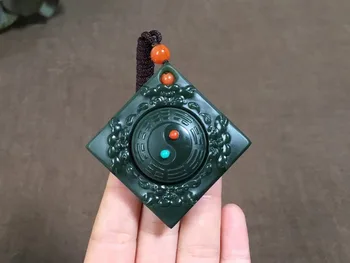 

Explosive models selling Xinjiang Hetian jade green jade a fine material inlaid with South Red Turquoise King Kong konjac hp318#