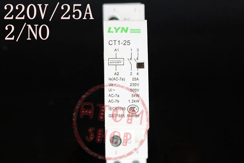

CT1-25 2P 25A 220V 2NO household AC contactor /Household contact module match C65 breaker air switch LYN brand