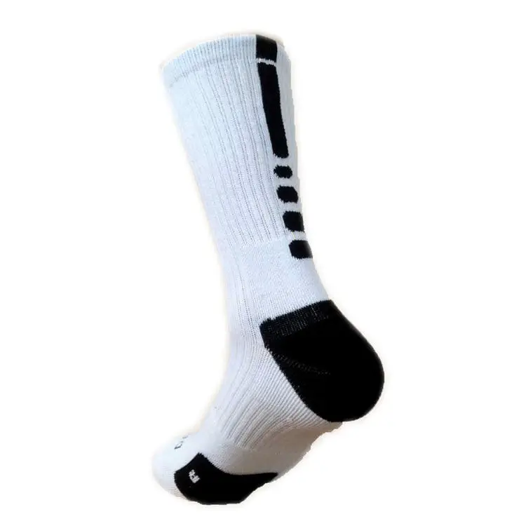 Стильные плотные полотенца мужские носки Спортивные Профессиональные баскетбольные Элитные Носки Спортивные Носки баскетбольные велосипедные женские носки - Цвет: white and balck