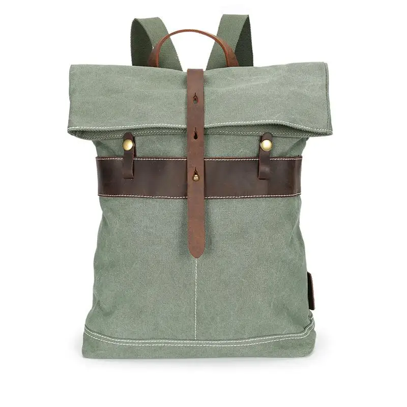 Новинка года, мужской и женский холщовый рюкзак в консервативном стиле, Большой Вместительный однотонный мягкий рюкзак с мягкой ручкой, винтажные сумки для отдыха и путешествий - Цвет: Зеленый