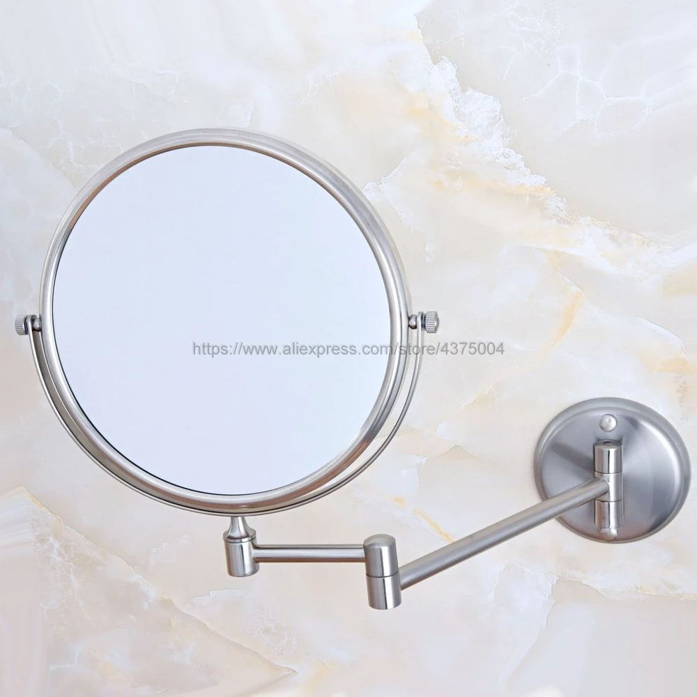 8&quot Double Side Bathroom Folding Mirror Brushed Nickel Wall Mounted Extend with Dual Arm 1x3x Magnifying dressing mirror Nba636 |