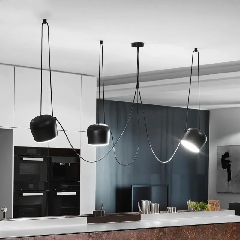  Modern Black Drum Pendant Light LED Aluminum Hanging lamp living room kitchen fixture suspension lu - 32952046814