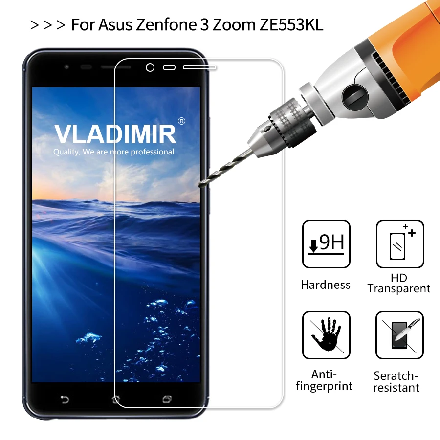 2 шт. закаленное стекло для Asus Zenfone 3 Zoom ZE553KL Защитная пленка 2.5D 9 H защитный экран