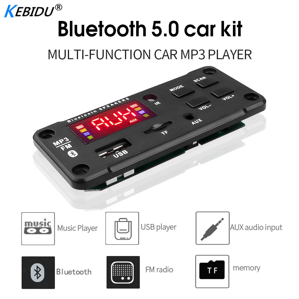 Dropshipping 12V MP3 WMA Wireless Bluetooth 5.0 Decoder Board Car Audio Module USB FM TF Radio AUX input Support Recording new zune mp3 player