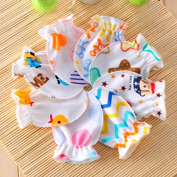 

3Pairs/lot baby gloves 0-6 months cartoon cotton baby mittens newborn teething boys girls baby accessories care winter summer