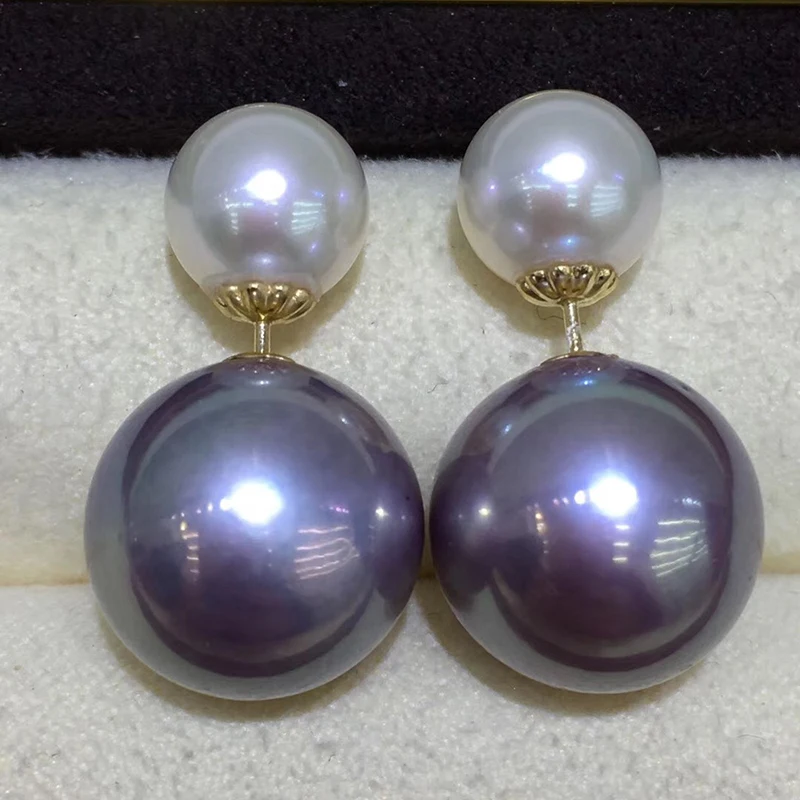 Dior 18k gold dauble purple pearls stud earring (7)