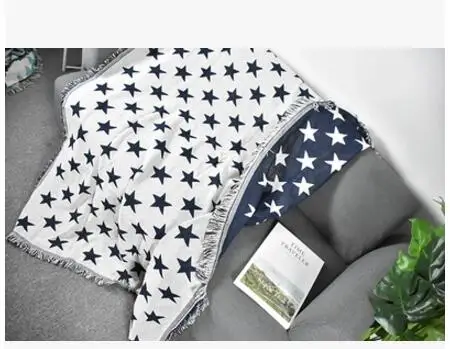 

130x170cm black and white stars pattern cotton blanket sofa adult throw blanket bed sheet home textile