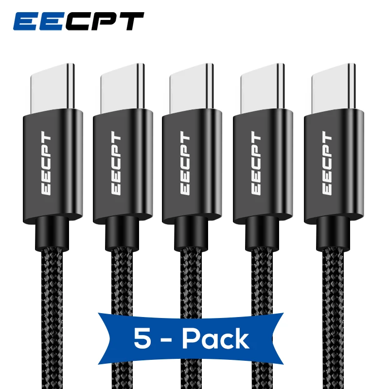 

EECPT 5 Pack USB Type C Cable For Samsung S10 S9 Xiaomi Redmi Note 7 Fast Charging USB-C Charger Mobile Phone USBC Type-C Cable