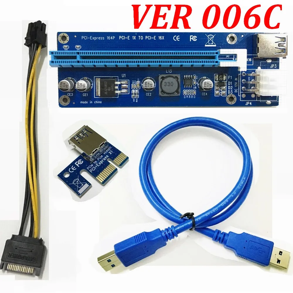bilder für 500 satz/los * VER 006C PCI-E PCI Express E 1X zu 16X grafiken karte Riser Extender-karte + USB 3.0 kabel Adapter 6 pin versorgung bilder für 500 satz/los * VER 006C PCI-E PCI Express E 1X zu 16X grafiken karte Riser Extender-karte + USB 3.0 kabel Adapter 6 pin versorgung