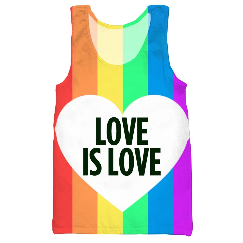 Love is love rainbow, 3d принт, унисекс, майка для мужчин, модная летняя майка, топ для работы, Мужские Женские топы, топ на бретелях