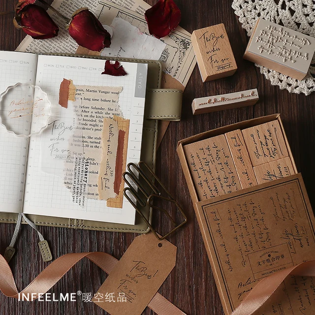 ชุดข้อความ 8 Pcs \ DIY สร้างสรรค์น่ารัก Vintage แสตมป์แสตมป์ไม้ปฏิทินไดอารี่ Scrapbook อุปกรณ์สำนักงานเครื่...