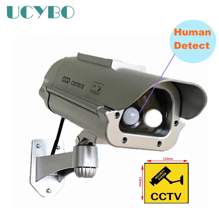 

CCTV Security Fake Dummy Camera Solar Powered outdoor waterproof W/Flash LED Lights+Human Sensor Detector fake decoy camera