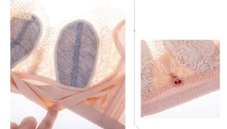 Sexy Lace Women Bras Plus Size 46 48 50 52 CDE Cup Bra Ultra-thin Brassiere Push Up Bralette Breathable Lingerie Wire Free Bra  8