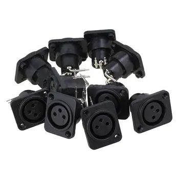 

10pcs Black XLR 3pin Female Jack Panel Mount Chassis PCB Socket Connector