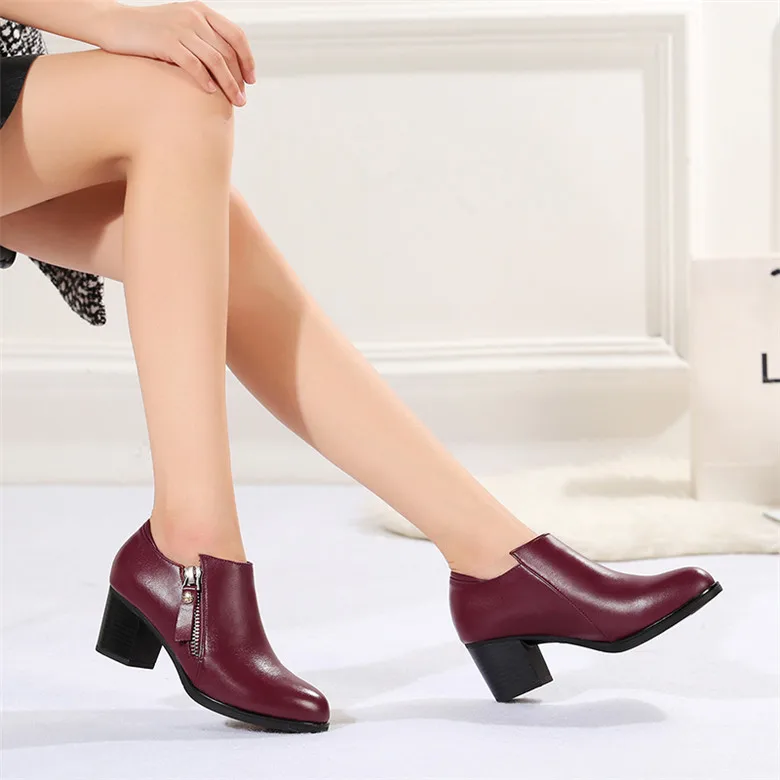TIMETANG/Новые осенние женские туфли-лодочки на высоком каблуке; женские туфли из натуральной кожи с круглым носком на толстом каблуке; женские офисные туфли