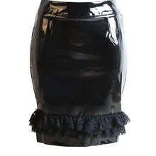 Новейшая мода OL, женская элегантная юбка из ПВХ, кружевная Лоскутная юбка-карандаш, сексуальная облегающая юбка русалка, вечерние юбки для ночного клуба