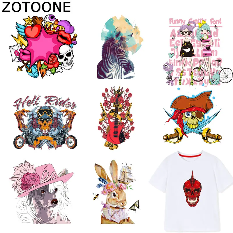 Наклейки с черепом ZOTOONE модные нашивки животными для девочек железные накладки