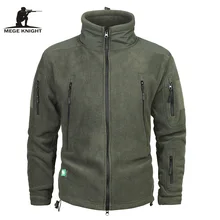 Mege Brand Clothing Coat Men Thicken Warm Military Army Fleece Jacket Patchwork Multi Pockets Polartec Men