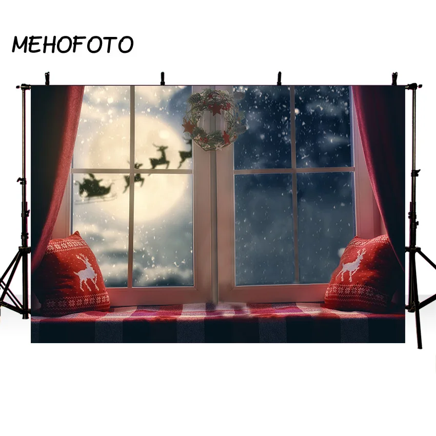 MEHOFOTO зима Рождество окно Санта Клаус Детские вечерние фон для фотосъемки