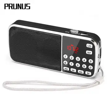 

PRUNUS J-189 Mini Portable FM Hi-Fi USB SD MP3 Radio Digital Pocket Radio Receiver with Hidden Antenna Emergency Flashlight